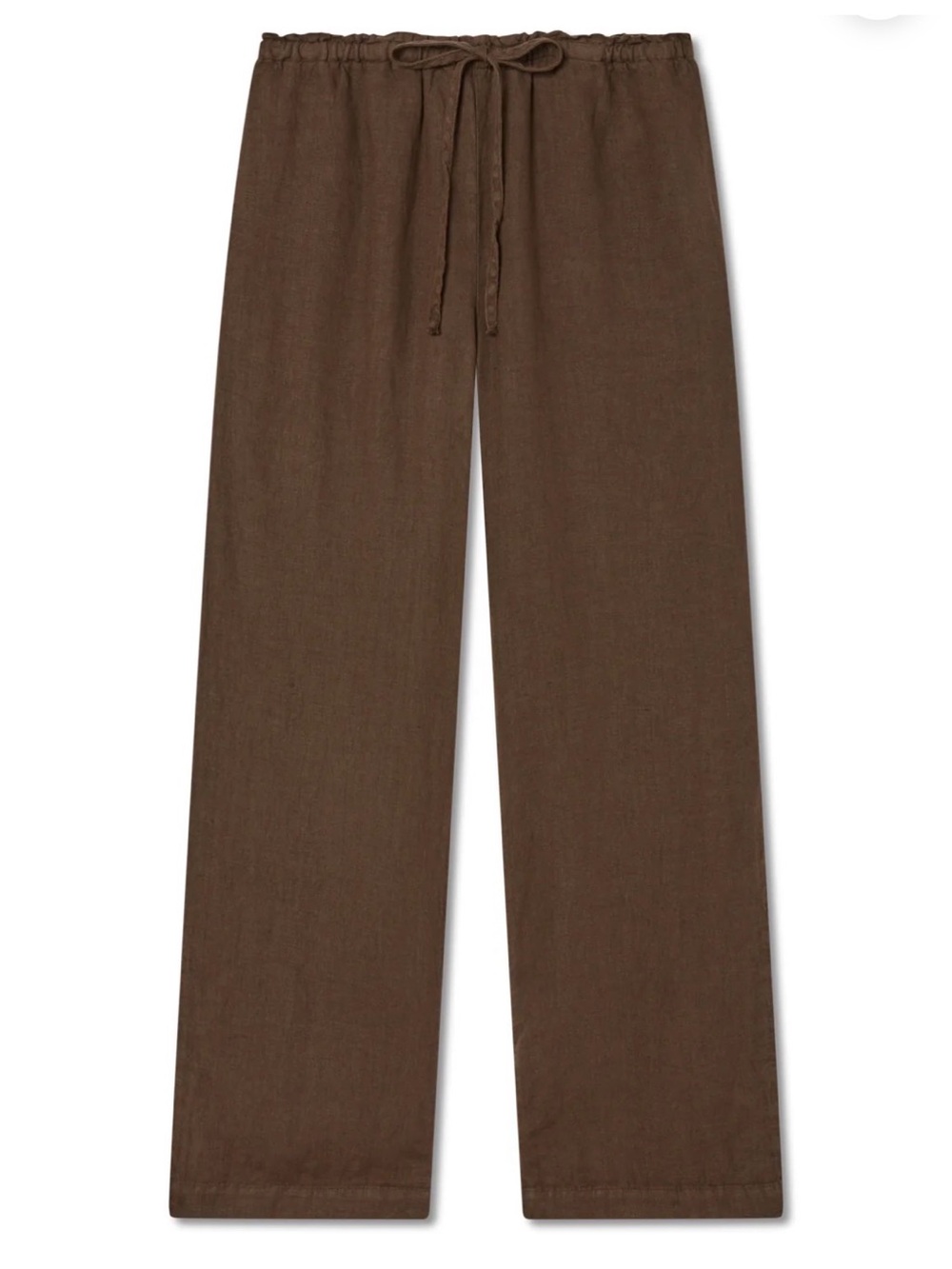 Everyday Linen Straight-Leg Drawstring Pants in Brown